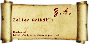Zeller Arikán névjegykártya